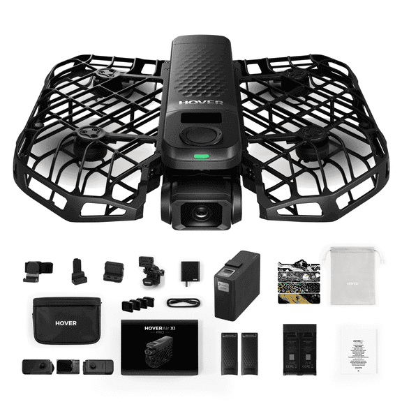 HOVERAir X1 PRO 4K UHD Action Flying Camera Walmart Ultimate Combo, Foldable Drone,  AI Follow & Palm Launch, 26mph Speed, 2-Axis Gimbal, 104° FoV, suit for Outdoor Sports & Adventurers
