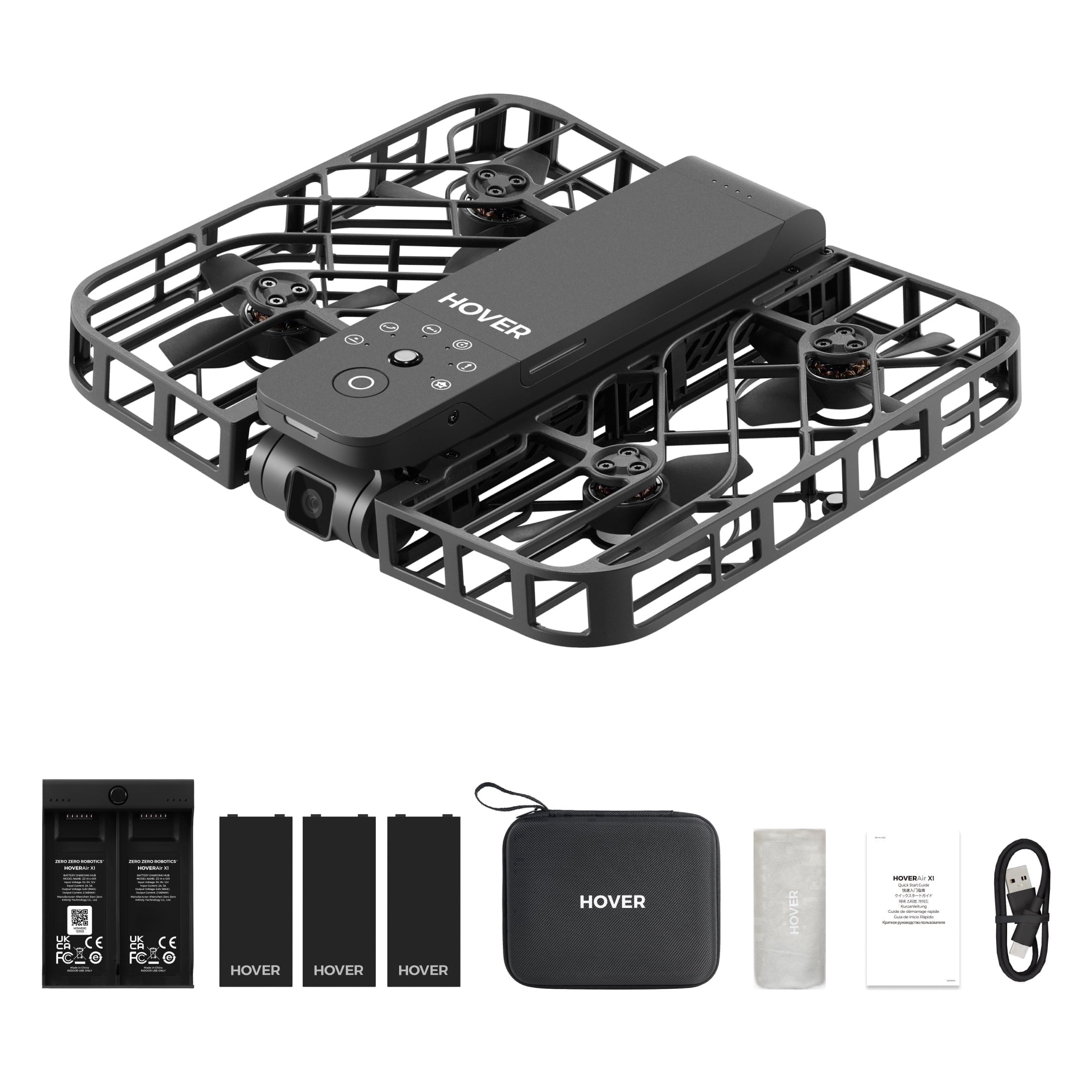 HOVERAir X1 Self Flying Camera Foldable Pocket Drone with Palm Takeoff Black (Exclusive Combo)