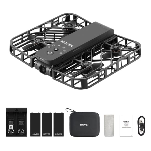 HOVERAir X1 Self Flying Camera Foldable Pocket Drone with Palm Takeoff Black (Exclusive Combo)