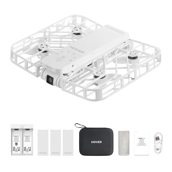 HOVERAir X1 Self Flying Camera Foldable Pocket Drone with Palm Takeoff White (Exclusive Combo)