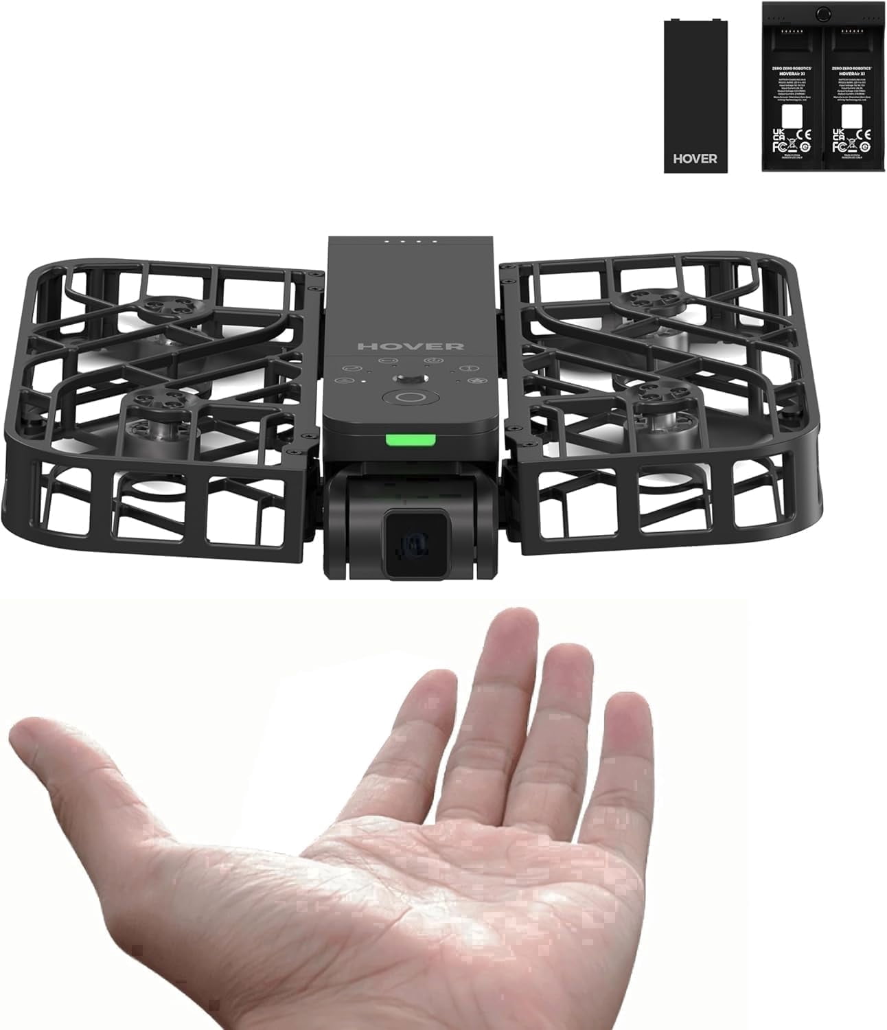 HOVERAir X1 Self Flying Camera Foldable Pocket Drone with Palm Takeoff Black (Combo)