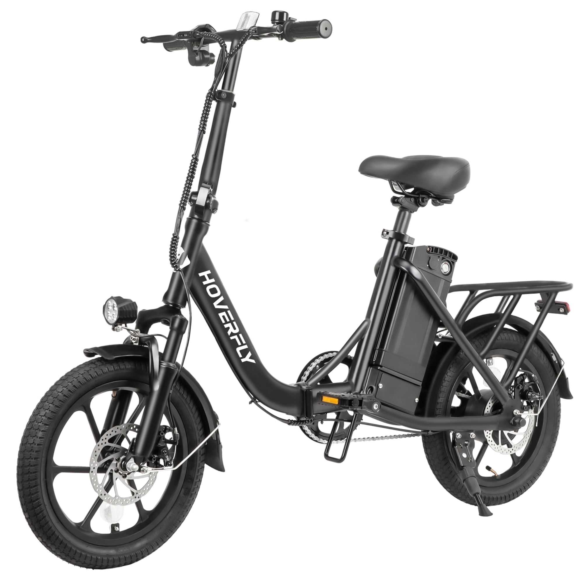 HOVERFLY 16" Folding Adults Electric Bikes, 500W&36V&15.5mph Folding City Ebike for Adult Men Women,UL2849,Black