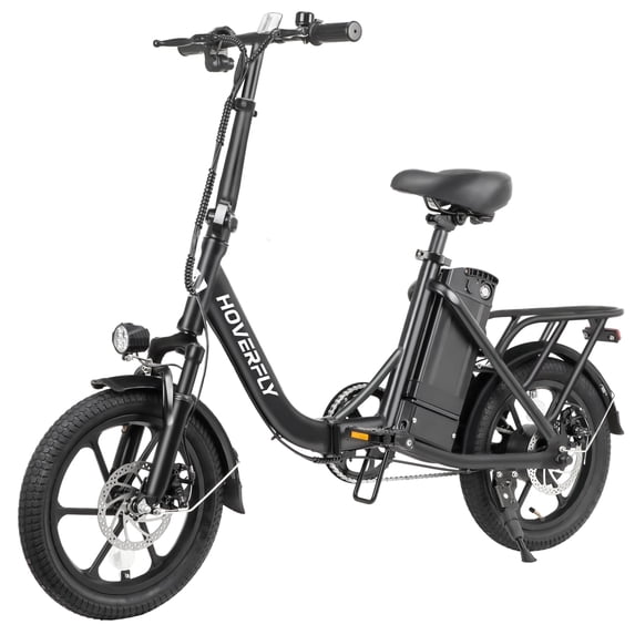 HOVERFLY 16" Folding Adults Electric Bikes, 500W&36V&15.5mph Folding City Ebike for Adult Men Women,UL2849,Black