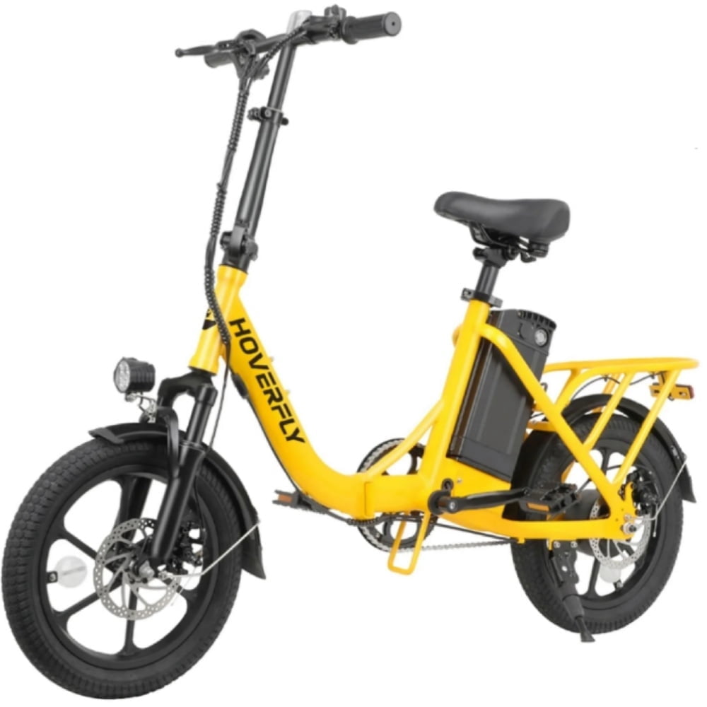 HOVERFLY 16" Folding Adults Electric Bikes, 500W/36V/15.5mph Folding City Ebike for Adult Men Women, Yellow,UL2849