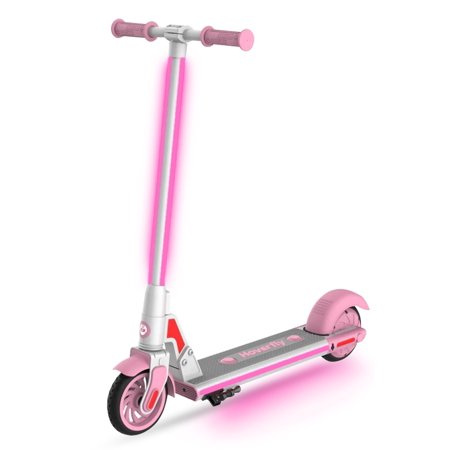 HOVERFLY GKS Plus Kids Electric Scooter with LED Light, 6" Wheels, Max 7 Miles Range, 7.5mph Speed, UL2272 Certified, for Kids/Teens 6-12 Unisex Pink