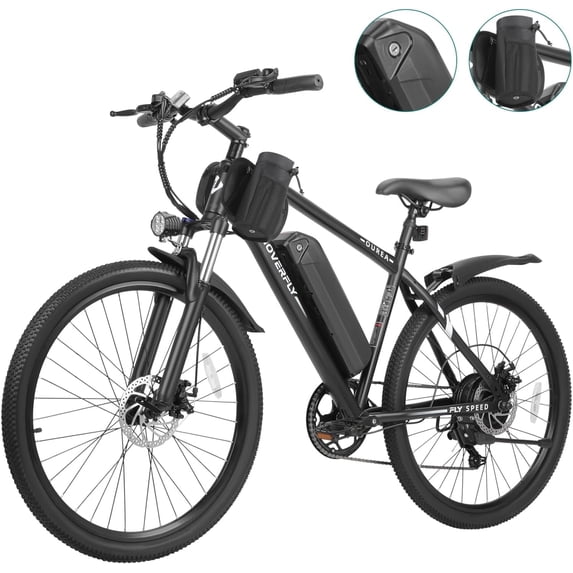 HOVERFLY OUREA 26" Adult Mountain Electric Bike, 48V,Peak 750W Motor, 20 MPH, Max Weight 264 lbs, Black,UL2849
