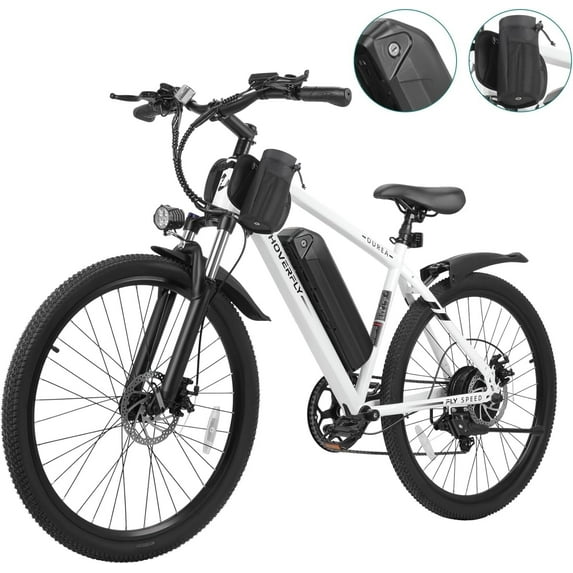HOVERFLY OUREA 26" Adult Mountain Electric Bike, 48V,Peak 750W Motor, 20 mph, Max Weight 264 lbs, White,UL2849