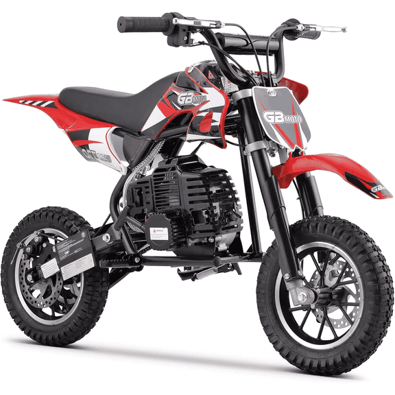 HOVERHEART 49cc 4-Stroke Gas Mini Dirt Bike,18 MPH Max Speed with Dual Disc Brakes,Max load 160lbs,Red