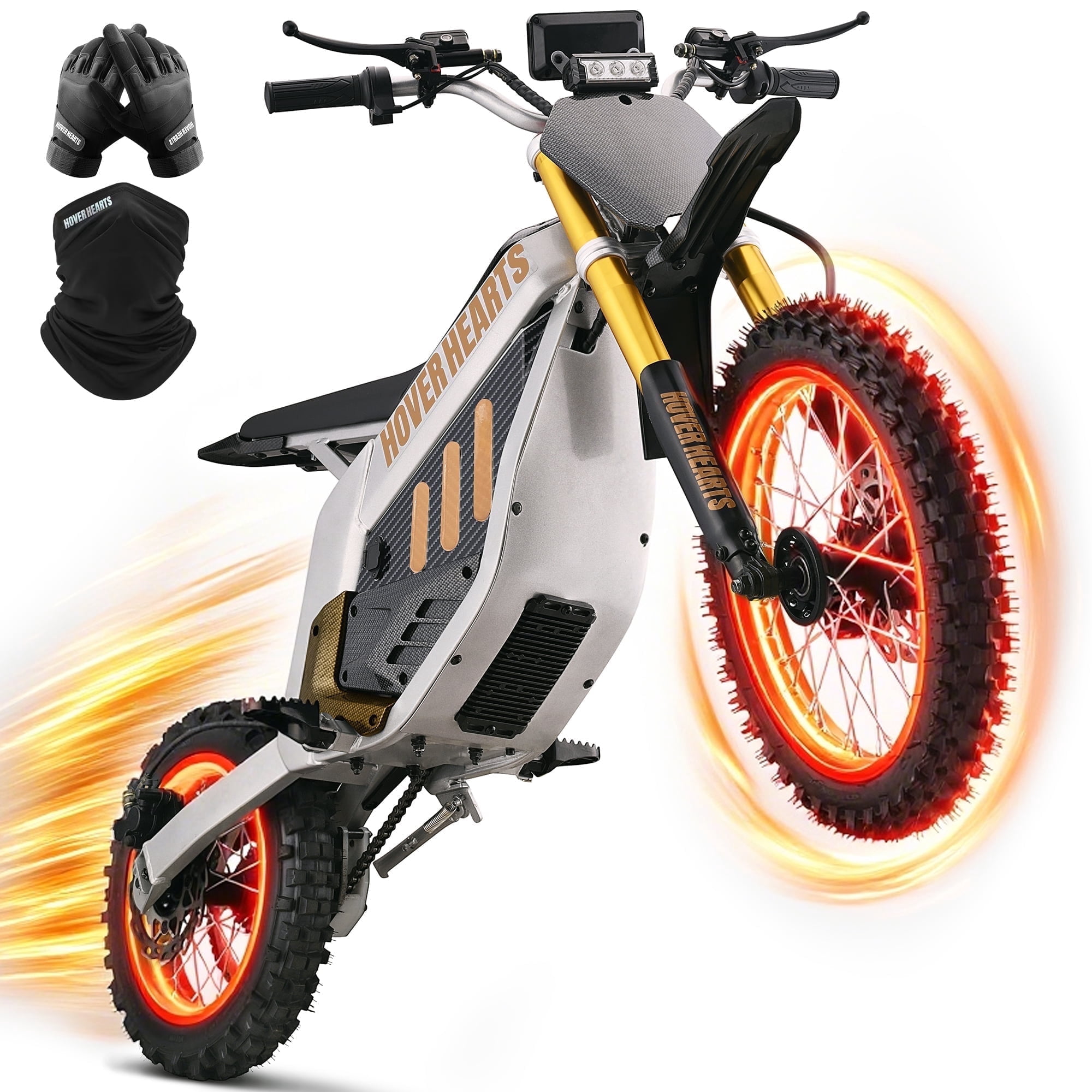 HOVERHEART Electric Dirt Bike,48V & 3000W Peak Power and 42 mph Max Speed for Adults&Teens, Dual Hydraulic Disc Brakes(Gold)
