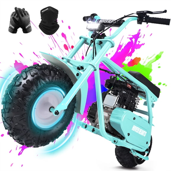 HOVERHEART Gas Mountain Bike, 105cc 4-Stroke Gas Powered Off Road Motorcycle (Model-MB0001) with Led Lights, Disc Brake, Max Load 200Lbs, Up to 30Kph, NO OIL MIX REQUIRED