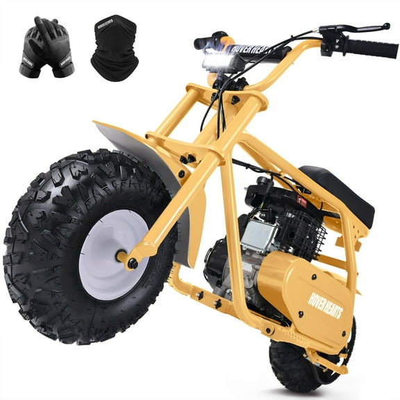 HOVERHEART Gas Mountain Bike, 105cc 4-Stroke Gasoline Powered Off Road Motorcycle with Led Lights, Disc Brake, Max Load 200Lbs, up to 30mph, NO OIL MIX REQUIRED