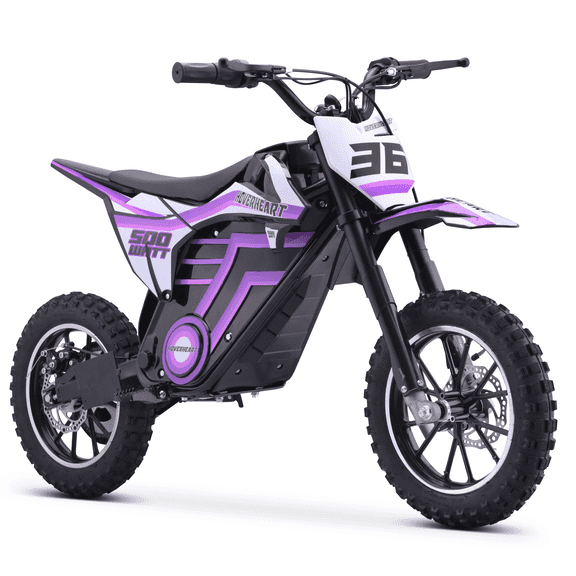 HOVERHEART Mini Motorized Dirt Bikes 500W, 15 MPH Top Speed, Dual Suspension(Purple)