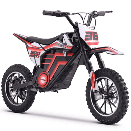 HOVERHEART Mini Motorized Dirt Bikes 500W, 15 MPH Top Speed, Dual Suspension(Red)