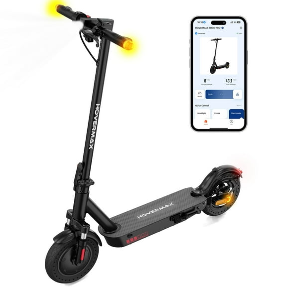 HOVERMAX H10K Pro Electric Scooter, 500W Motor 19MPH Top Speed 22 Miles Long Range, 10'' Solid Tires Folding Electric Scooter for Adult Commute