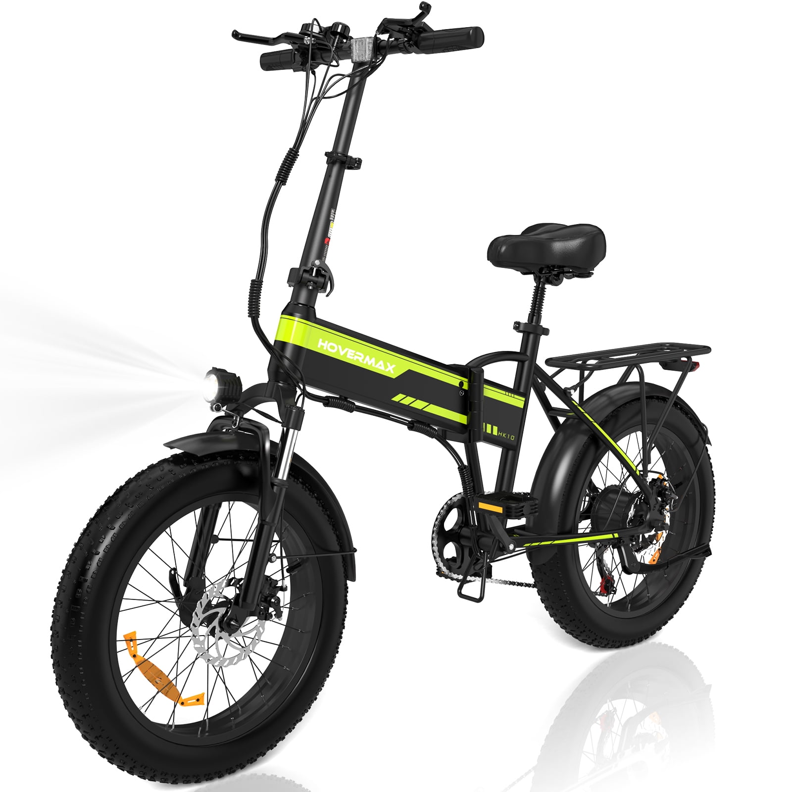 HOVERMAX 750W Electric Bike for Adults, 20" x 4.0" Fat Tire E-Bike, 48V 12Ah Removable Battery, 20 MPH, 7-Speed, Front Suspension, UL 2849