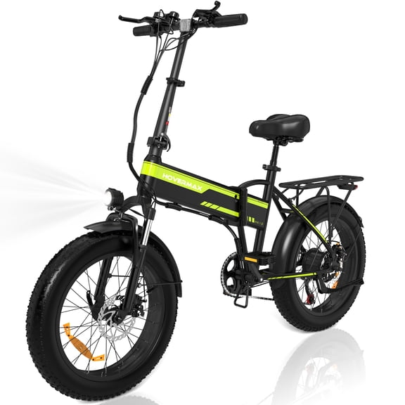 HOVERMAX 750W Electric Bike for Adults, 20" x 4.0" Fat Tire E-Bike, 48V 12Ah Removable Battery, 20 MPH, 7-Speed, Front Suspension, UL 2849