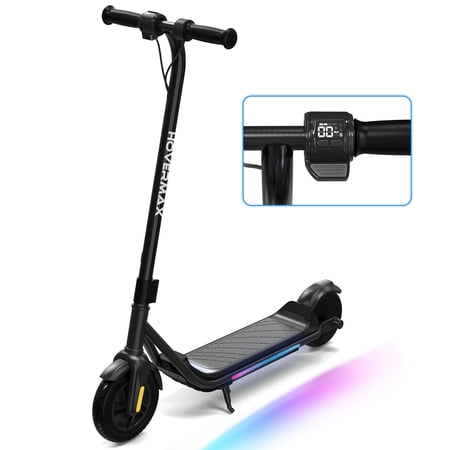 HOVERMAX Kids Electric Scooter - Ages 6-12, 10mph, 9.3mi Range w/ 7-Color Lights & 7" Tires