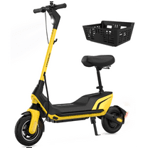 HOVERMAX Electric Scooter with Seat for Adults, 500W Motor 10" Commuter Electric Scooter with Basket, Max Speed 22 MPH, 28 Miles Range, Yellow