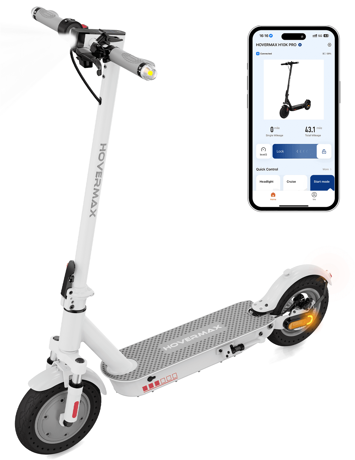 HOVERMAX 500W Electric Scooter – 19MPH, 22-Mile, Folding Commute