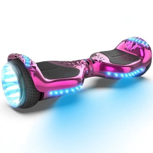 Open Box HOVERSTAR Crystal Light Wheel Hoverboard, 6.5 inch New Version Bluetooth Hover Board, Chrome and Design Color Self-Balance Electric Scooter