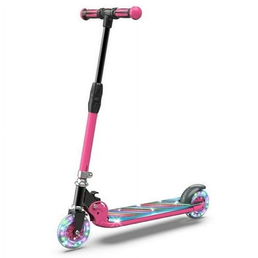 HOVERSTAR Kick Scooter for Kids, LED Light Up Wheels and Pedal, 3 Adjustable Height(27, 29, 31inch) Suitable for Children of More Ages Pink