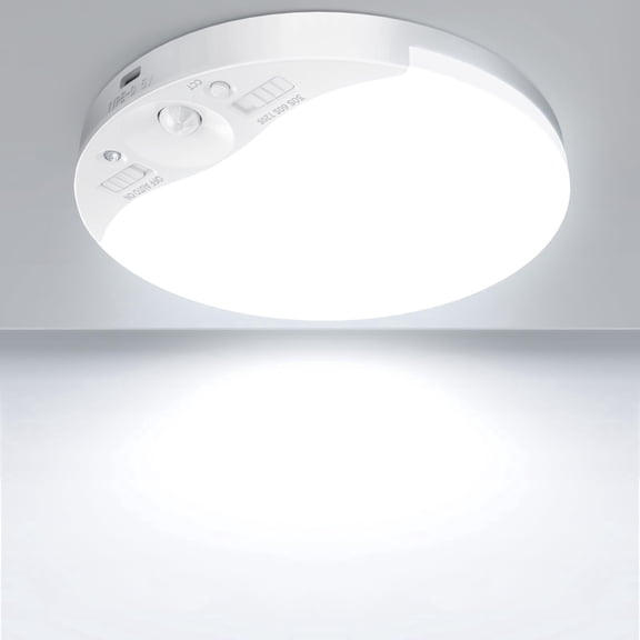 Rechargeable Motion Sensor Ceiling Light with Remote, 3W 300LM 3000K-6500K Dimmable LED, Magnetic Wireless Battery Powered Ceiling Light for Closet Hallway Pantry, White 1-Pack