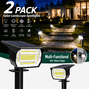 HOVMAP Solar Lights Outdoor 72 LEDs Solar Spot Lights 1500mAh Battery 3 Modes IP67 Waterproof ABS 6 Pack for Garden Yard Pathway, 2Pc White light