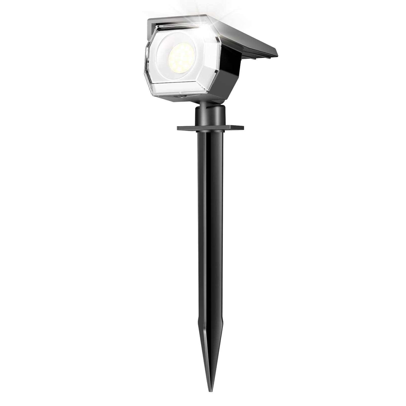 HOVMAP Solar Lights Outdoor COB LED Solar Spot Lights 1500mAh Battery 3 Modes IP65 Waterproof ABS 1 Pack for Garden Yard Pathway, 1Pc White light
