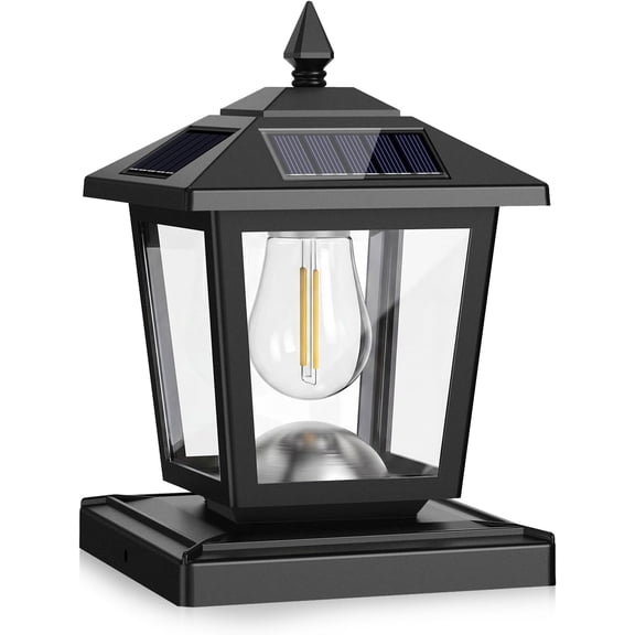 HOVMAP Solar Post Cap Lights Outdoor 1 Pack, Waterproof Warm White Edison LED 2 Modes for 4x4 5x5 6x6 Posts, Fence Deck Porch Mailbox