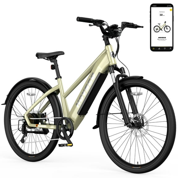 HOVSCO Electric Bike, Peak 750W, 27.5" Step-Thru Cruiser E Mountain Bike For Adults, 48V/15AH UL2849, APP Control
