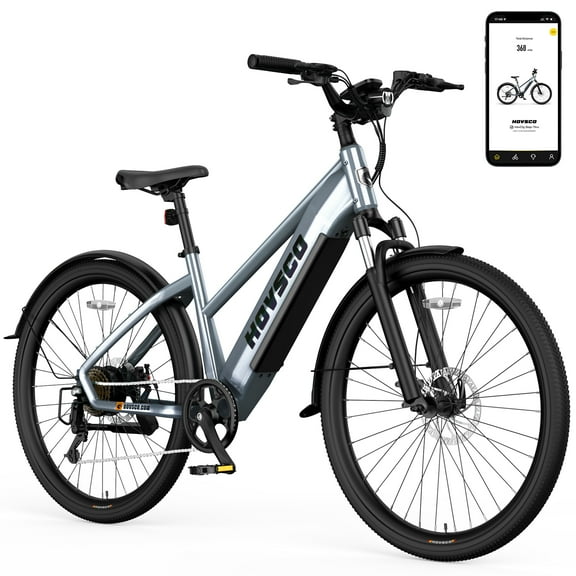 HOVSCO Electric Bike, Peak 750W, 27.5" Step-Thru Cruiser E Mountain Bike For Adults, 48V/15AH UL2849, APP Control