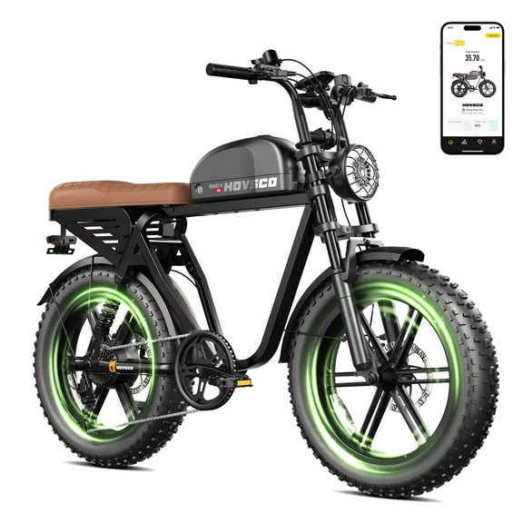 HOVSCO HovGtrs Peak 1500W Electric Bike, Moped-style Electric Bicycle for Adults, 20"x4" Fat Tire Motorcycle, E Mountain Bike, 48V/15AH UL2849