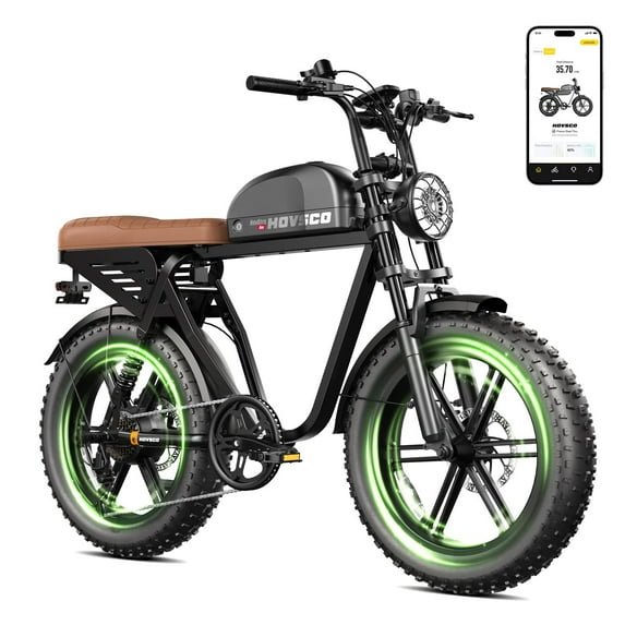 HOVSCO HovGtrs Peak 1500W Electric Bike, Moped-style Electric Bicycle for Adults, 20"x4" Fat Tire Motorcycle, E Mountain Bike, 48V/15AH UL2849