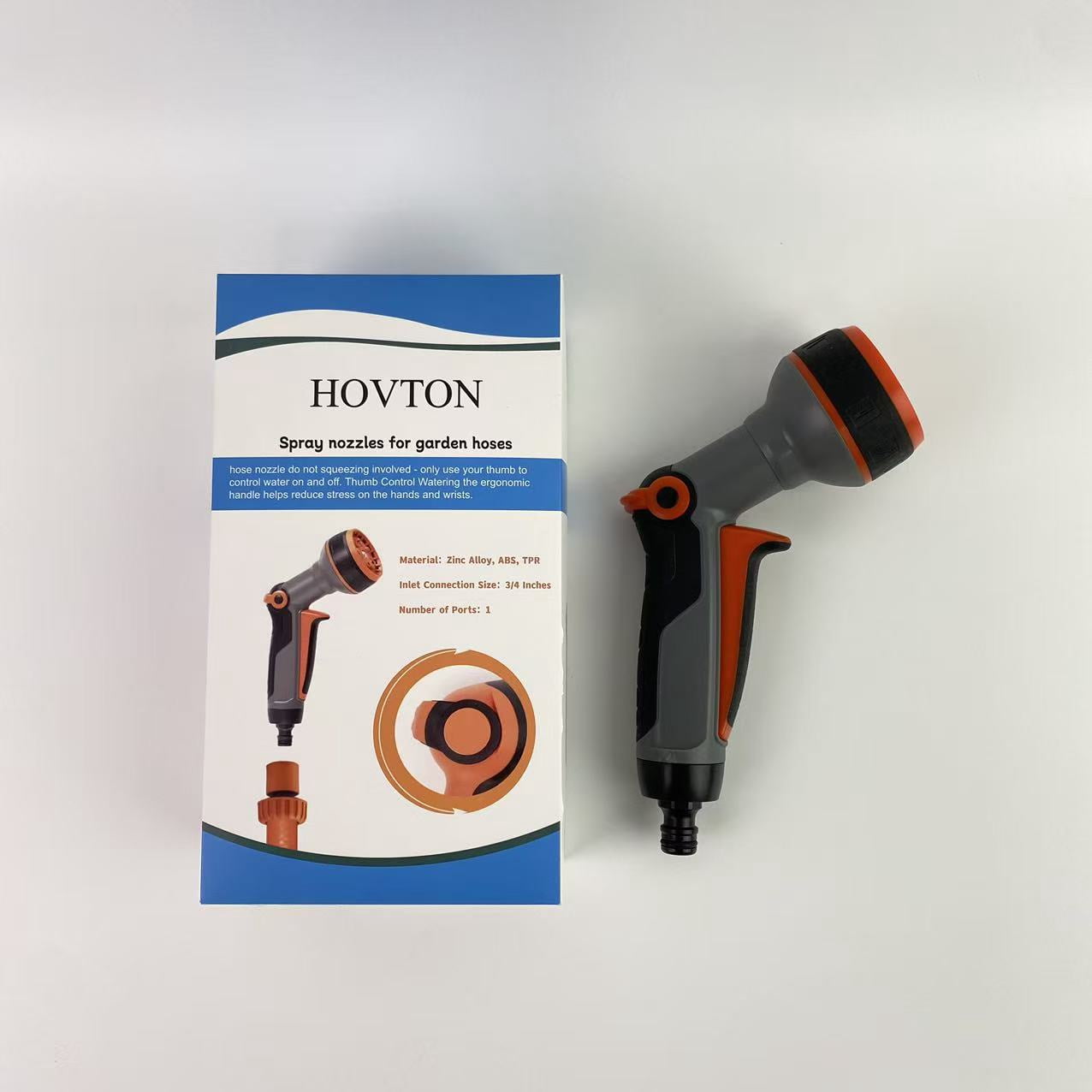 HOVTON Spray nozzles for garden hoses, Hose Nozzle,8 Adjustable Watering Patterns Hose Sprayer Nozzle & Water Hose Nozzle, Hose Sprayer Suitable for Watering Plants/Washing Cars/Showering Pets