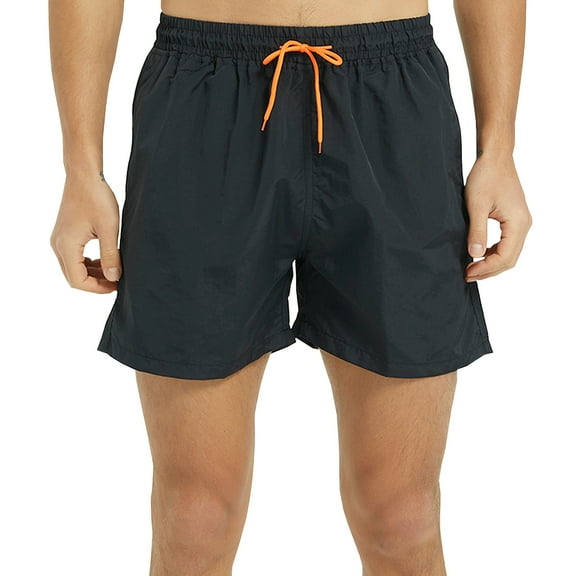 HOW'ON Men's Casual Elastic Waist Mesh Liner Beach Shorts With Pockets Black Large
