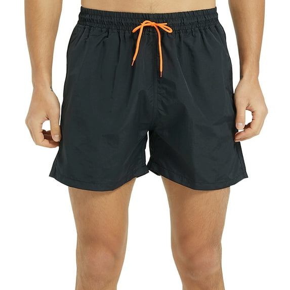 HOW'ON Men's Casual Elastic Waist Mesh Liner Beach Shorts With Pockets Black Medium