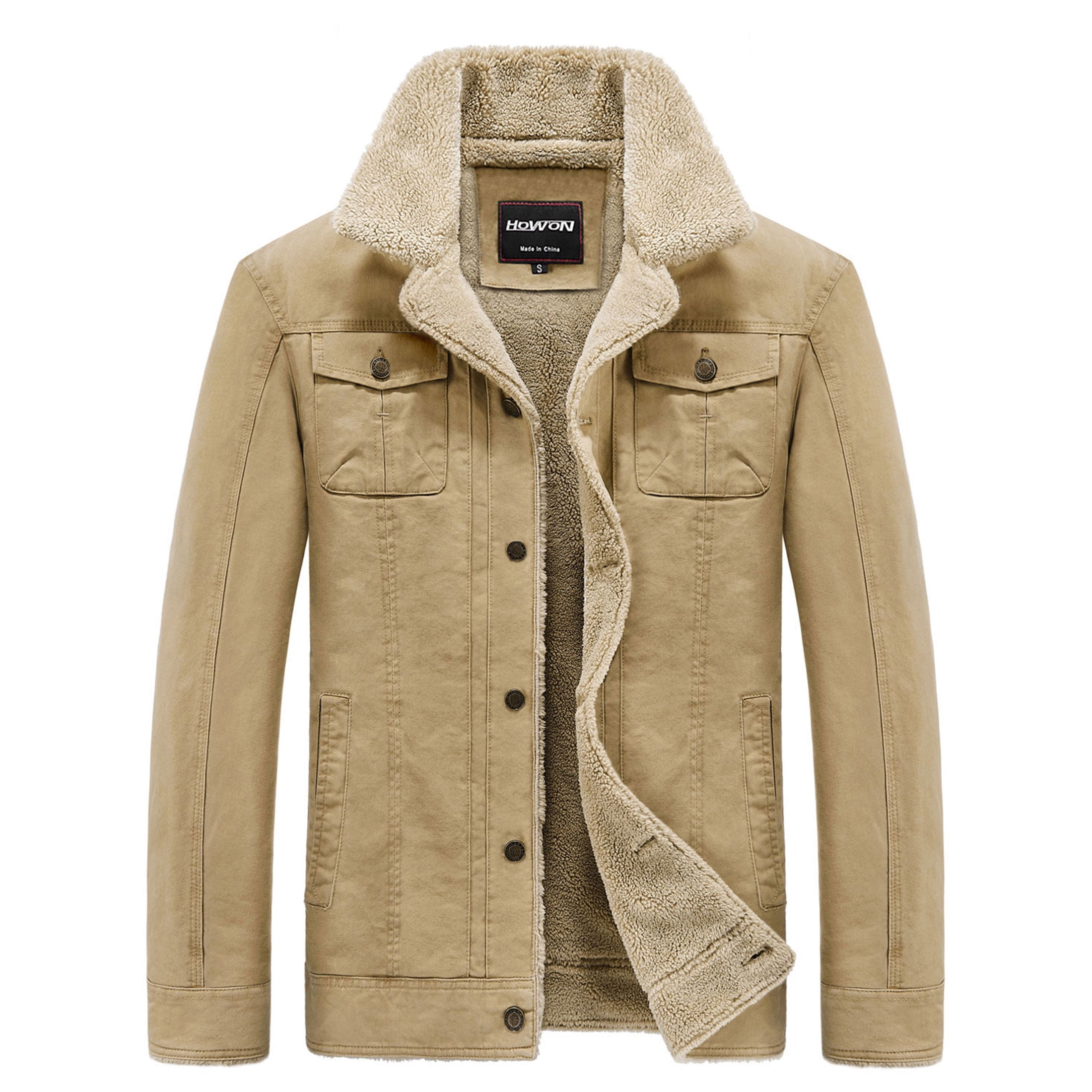 HOW'ON Men's Warm Utility Sherpa Lined Jacket Outwear Casual Multi ...