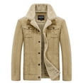 thumbnail image 1 of HOW'ON Men's Warm Sherpa Lined Casual Jacket Multi Pockets Cargo Jackets Coat Khaki L, 1 of 7