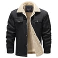 thumbnail image 1 of HOW'ON Men's Winter Casual Sherpa Lined Jacket Multi Pockets Quilted Warm Coat Black L, 1 of 7