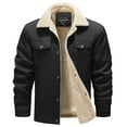 thumbnail image 1 of HOW'ON Men's Winter Casual Sherpa Lined Jacket Multi Pockets Quilted Warm Coat Black M, 1 of 7
