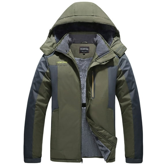HOW'ON Men's Winter Coat Snow Jacket Windproof Waterproof Ski Jackets Army Green M