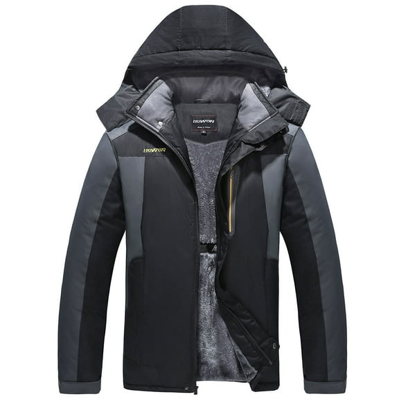 HOW'ON Men's Winter Coat Snow Jacket Windproof Waterproof Ski Jackets Black M