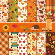 VETPW 24 Sheets Fall Scrapbook Paper 12x12 Double Sided Autumn Pattern Paper Cardstock Fall colored Craft Papers Pumpkin Thanksgiving Origami Papers for Harvest Card Making Scrapbook Supplies