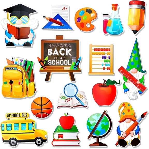 HOWAF 32pcs Back to School Bulletin Board Decorations, Back to School Cutouts for First Day of School Party Supplies Blackboard Decoration Bulletin Board Cardstock Decor