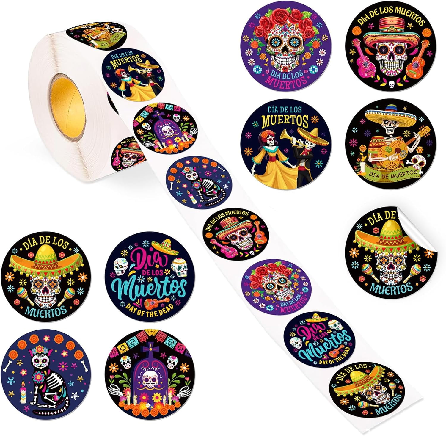 HOWAF 500pcs Day of The Dead Stickers Dia de Los Muertos Stickers ...