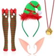 thumbnail image 1 of VETPW Elf Costume, Christmas Elf Hat Christmas Headband Christmas Hairband Elf Ears Fairy Ears Elf Ear Stripe Elf Stockings Elf Tights Christmas Stocking Bell Necklace for Women Christmas Costume, 1 of 7