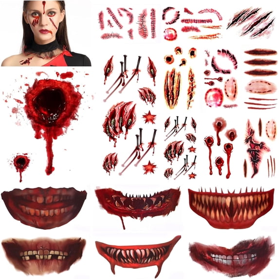 Fake Scab HOWAF Halloween Scars Tattoos, Halloween Zombie Makeup Kit Halloween ...