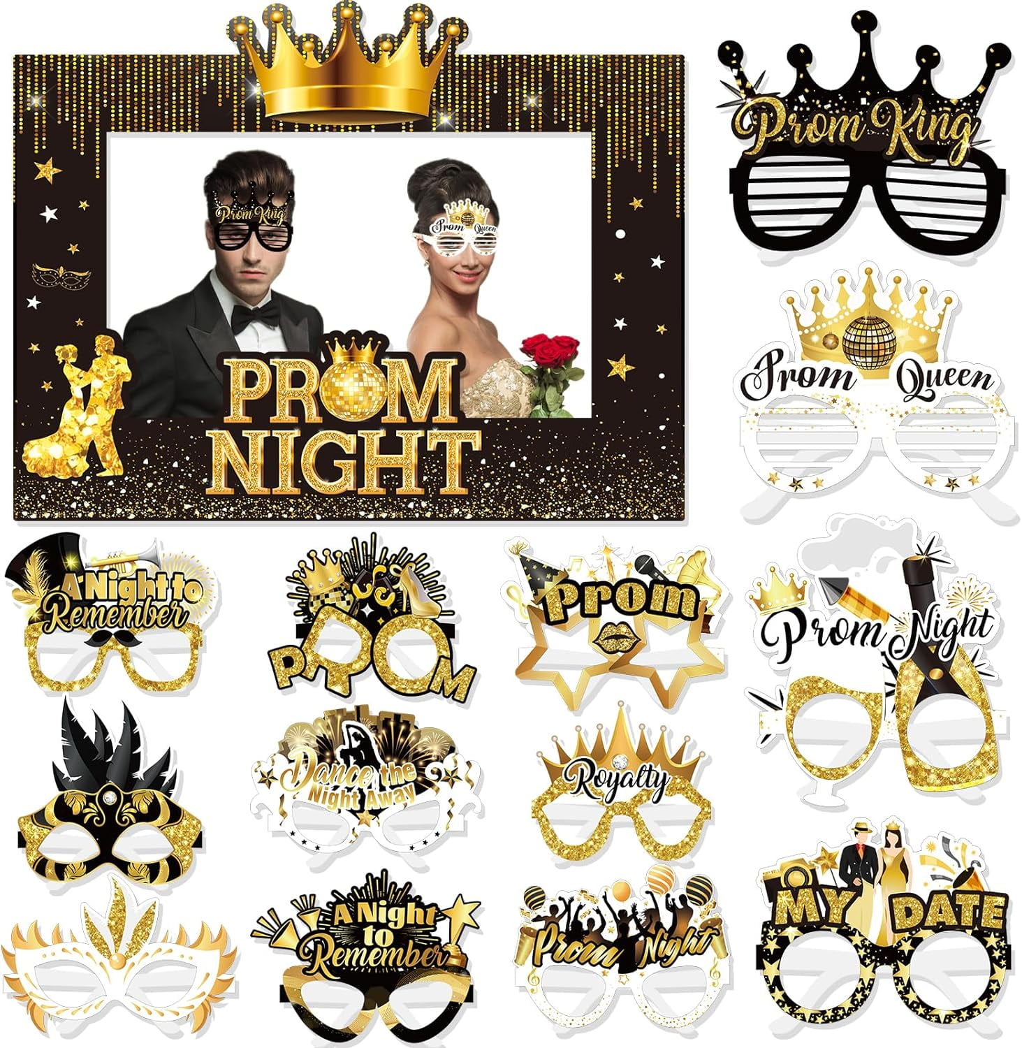 HOWAF Prom Night Photo Booth Props Kit, Prom Night Photo Frame with ...