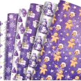thumbnail image 1 of HOWAF Purple Christmas Wrapping Paper, Pastel Snowflake Tree Snowman Gingerbread Gift Wrap Paper Bulk for Xmas Holiday Winter Party Vacation Baby Shower, 20x26inches (Folded Flat), 1 of 8