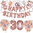 thumbnail image 1 of HOWAF Rose Gold 30th Birthday Decorations for Women and Girl Birthday Party Supplies 59 Pack with Happy Birthday Banner Hanging Swirl Confetti Latex Balloons Star Heart Foil Balloons, 1 of 6